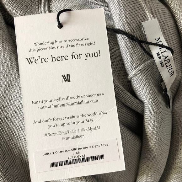 M.M. LaFleur Lalita 1.0 Dress Silk Jersey Off Shoulder Midi Light Gray NWT  XS - Picture 7 of 11